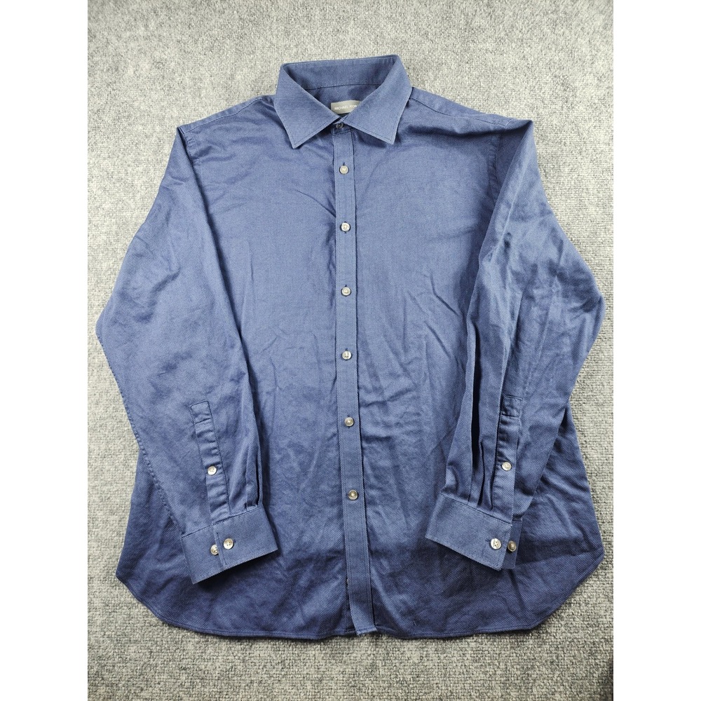 Michael Kors Slim Fit Dress Shirt Blue Micro Pattern Mens XL 17-17.5 34/35